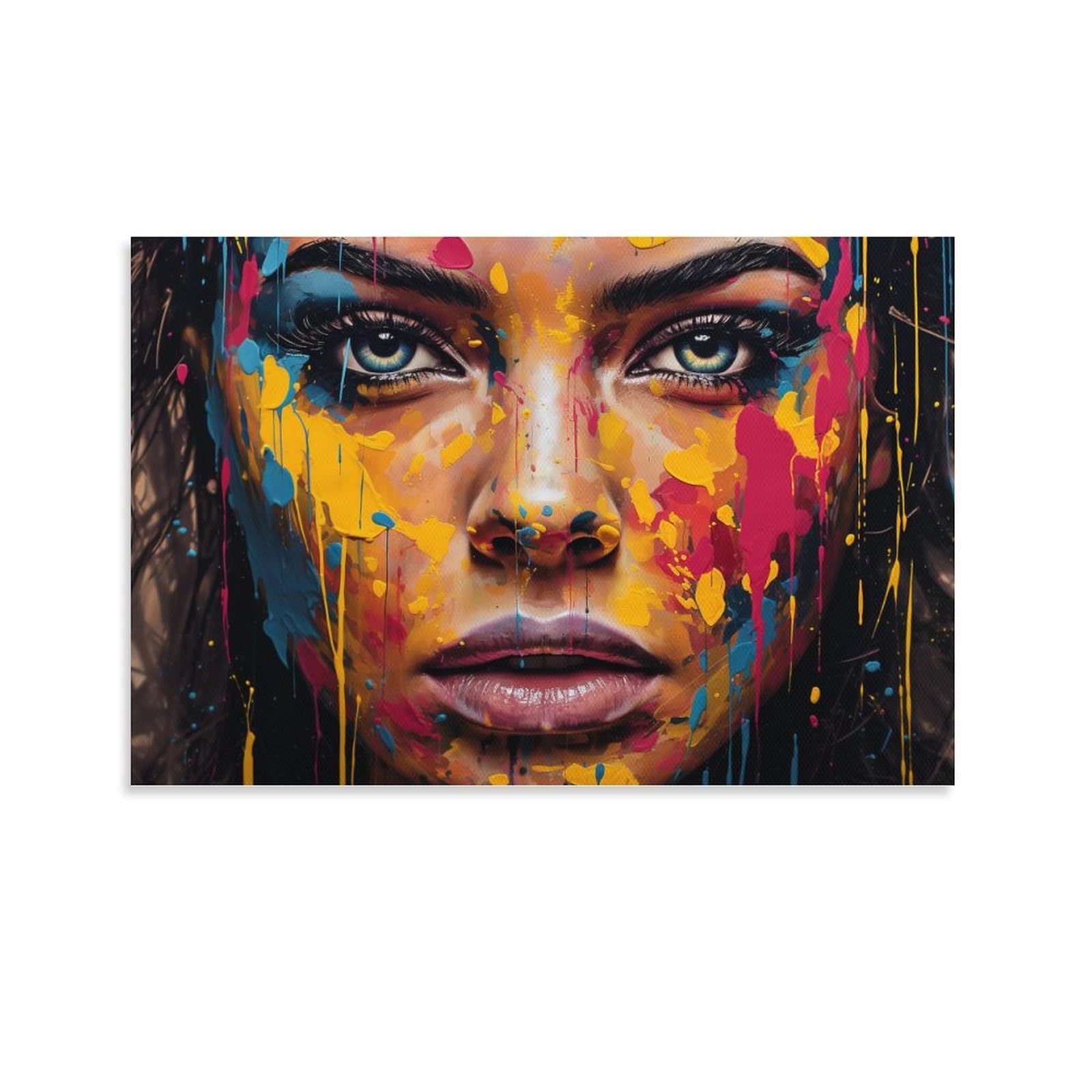FOCCAR Gorgeous Face Wall Art Prints Modern Colourful Gorgeous Woman Pictures on Canvas Poster Wall Decor for Bedroom Home Decorations