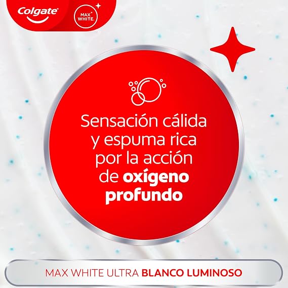 COLGATE Max White Ultra Active Foam Whitening Toothpaste with Fluoride, 50 ml, Safe Whitening Toothpaste with Enamel, Whiter Teeth in Just 3 Days*, Removes Deep Spots*
