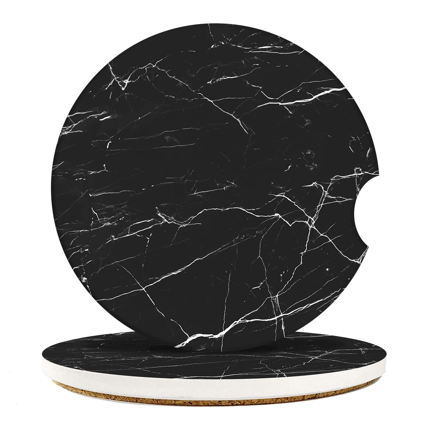 2 Auto-Untersetzer Kirschdesign - Saugfähige Keramik Mit Korkbasis