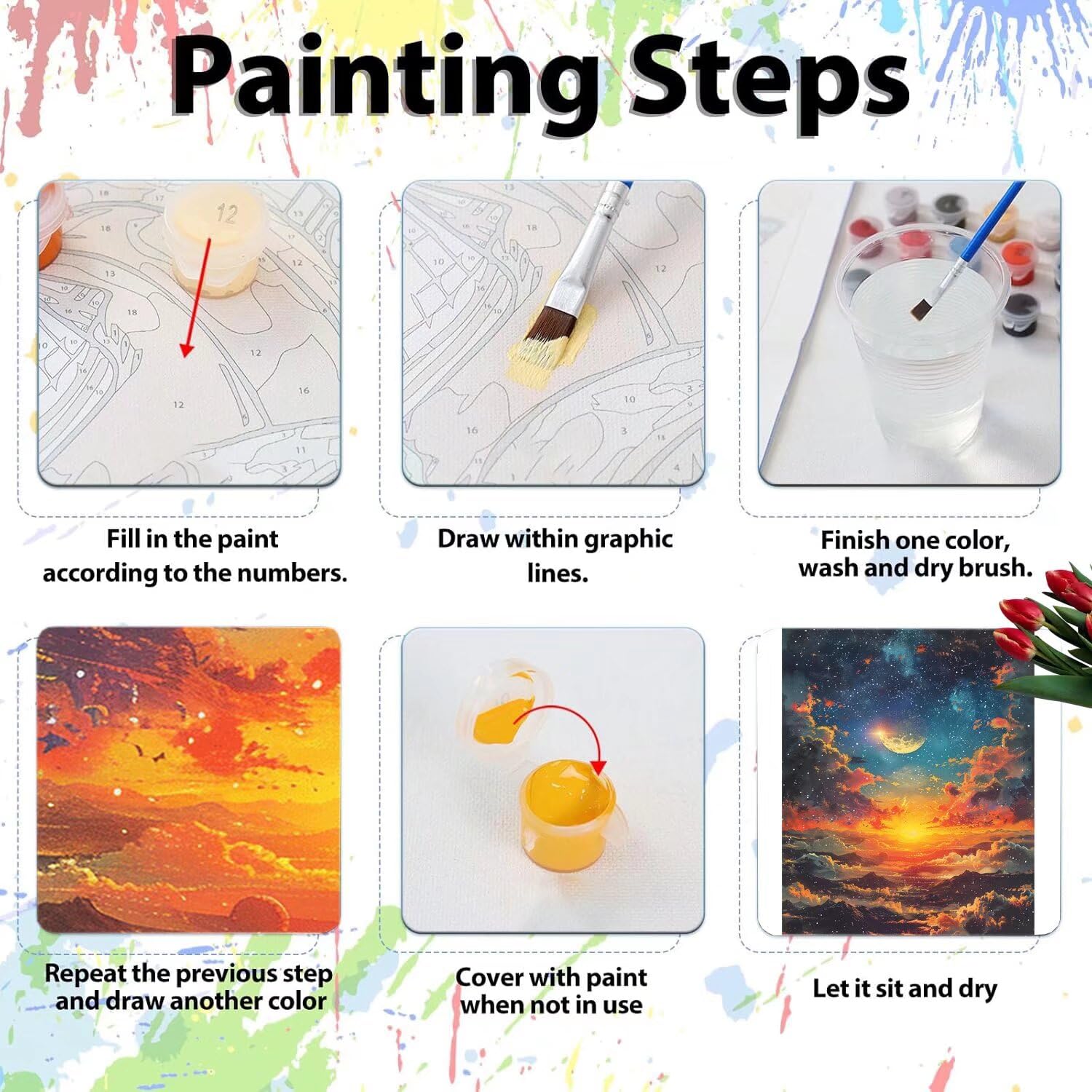 Pintar por Numeros Adultos pintar por numeros niños manualidades niños 10 años, DIY Pintar por Números de Pincel y Pintura acrílica Decoraciones para el Hogar Manualidades, sin Marco 60x80cm C-162