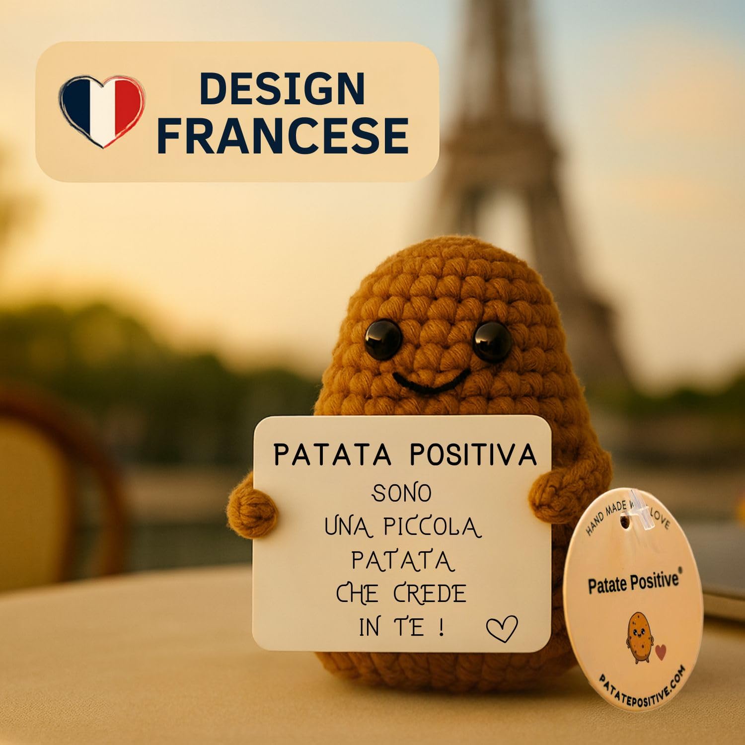 Patata Positiva© | Regalo Originale e Divertente | Decorazione Casa | Idea Simpatica | Compleanno & Festa | Bambina Donna Uomo Sorella Amico ADO | Sorpresa Collega Ufficio | Peluche Motivazionale