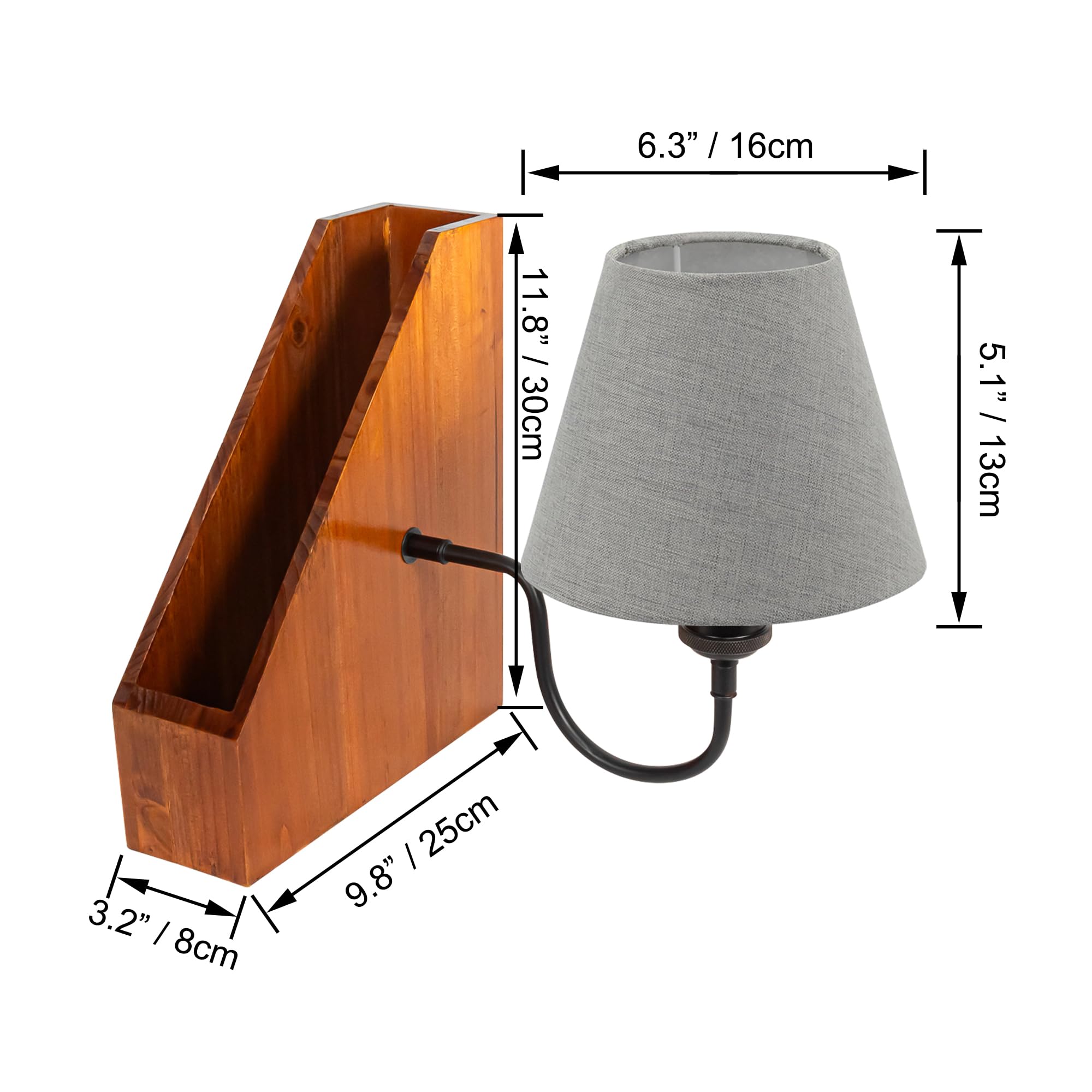 LED Buchlampe mit Fernbedienung, Vintage Dimmbar Nachttischlampe mit Praktischer Organizer 1xE27-Fassung, Wiederaufladbare Tischlampe Zeitschaltuhr für Nachttisch Beistelltisch DZ0031GY