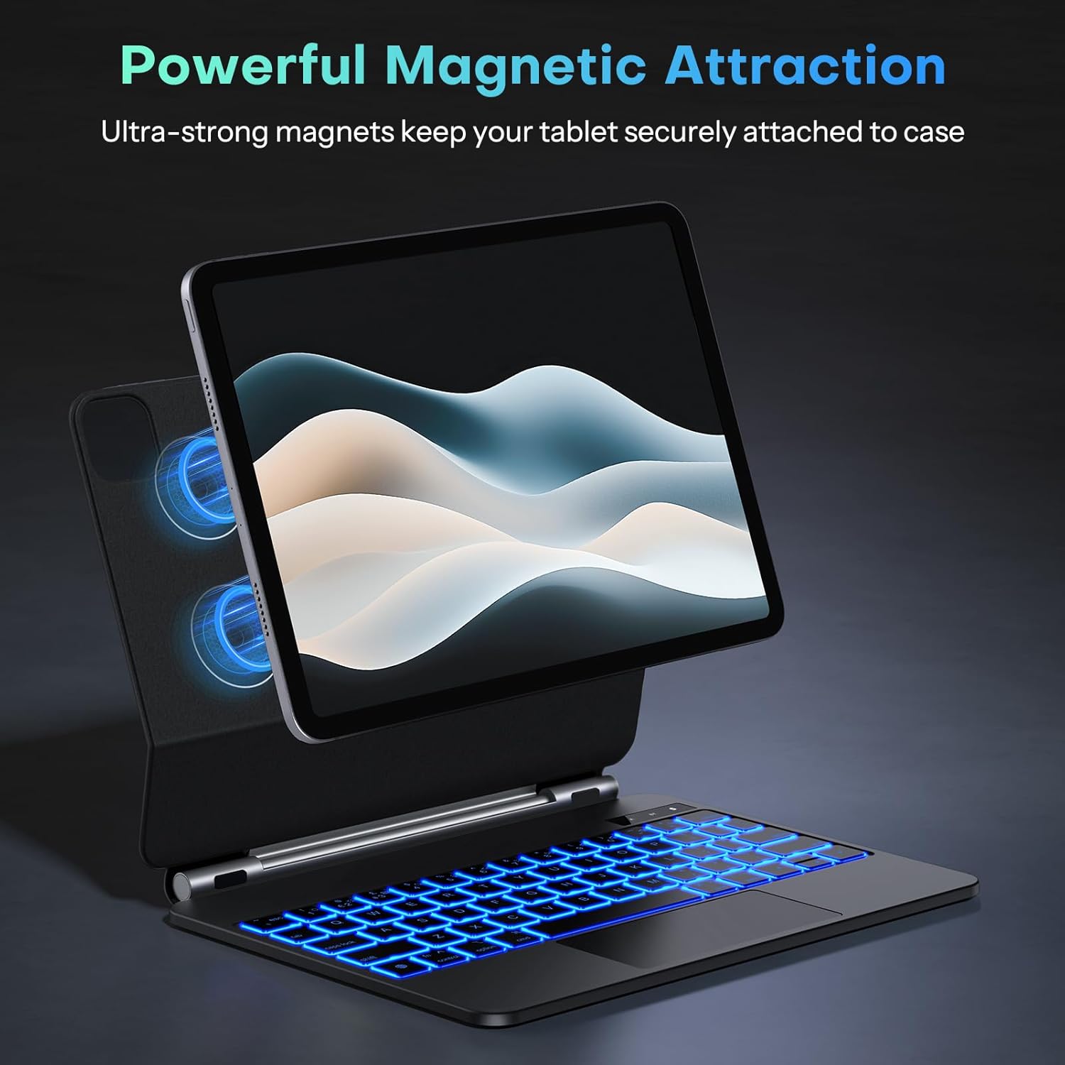 OMOTON Bluetooth Magnetic Keyboard Case for iPad Pro 11 inch (M4 2024), with Magnetic-Stand, Multi-Touch Trackpad, 7 Colors Backlight Wireless Keyboard for iPad Pro 11 inch (5th Gen), Black