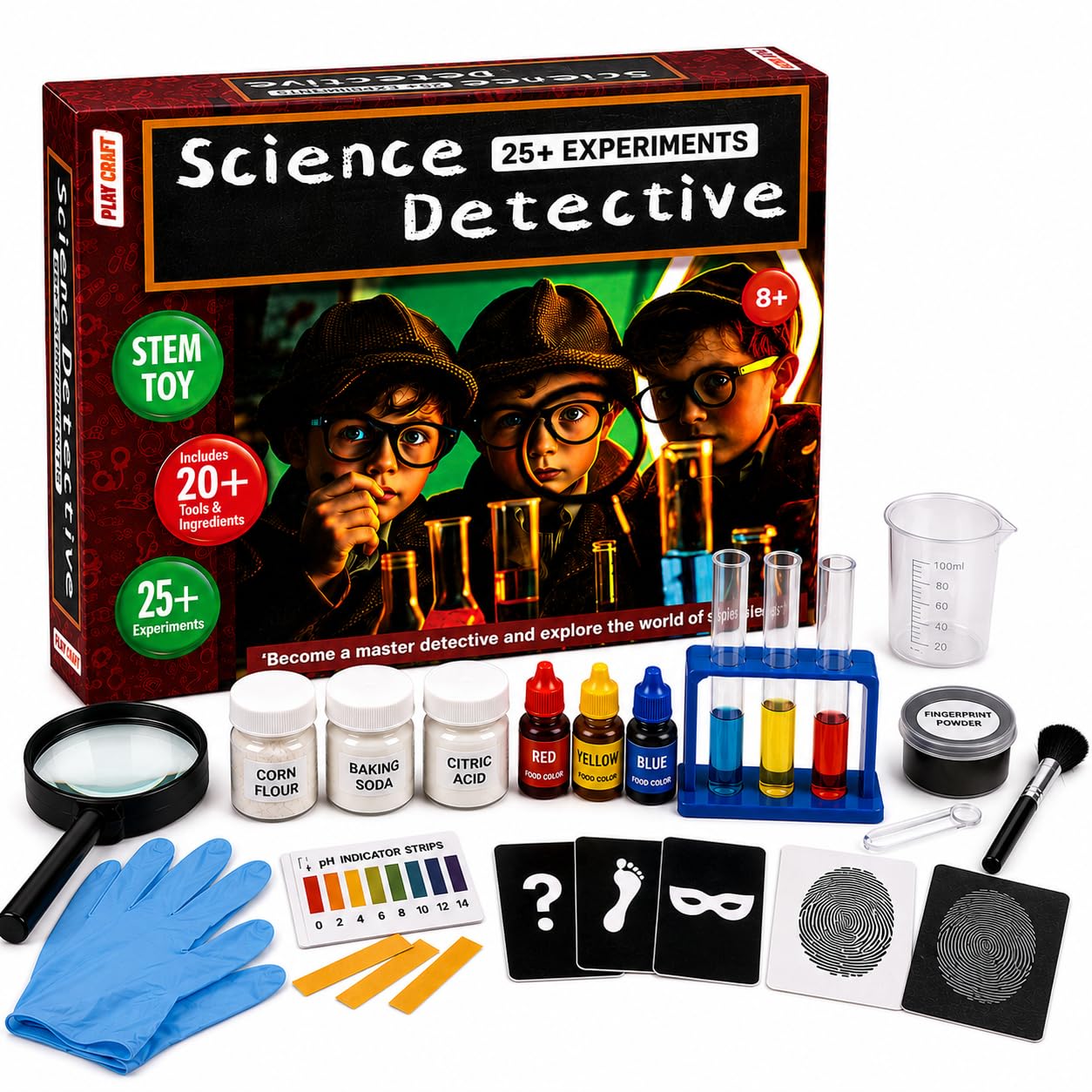 FUN NATION Play Craft Science Detective 25+ Science Experiment Kit for Kids Ages 8+ (Multicolor)-image-48