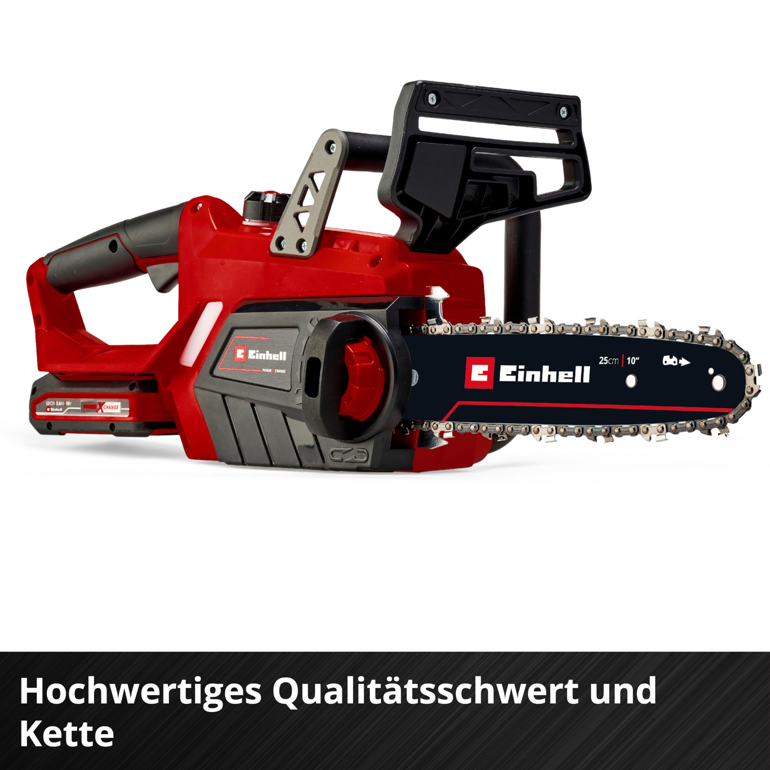 Einhell Akku-Kettensäge GE-LC 18/25 Li-Solo Power X-Change (18 V, 23 cm Schnittlänge, 4,5 m/s Kettengeschwindigkeit, autom. Kettenschmierung, werkzeuglose Kettenspannung, ohne Akku)