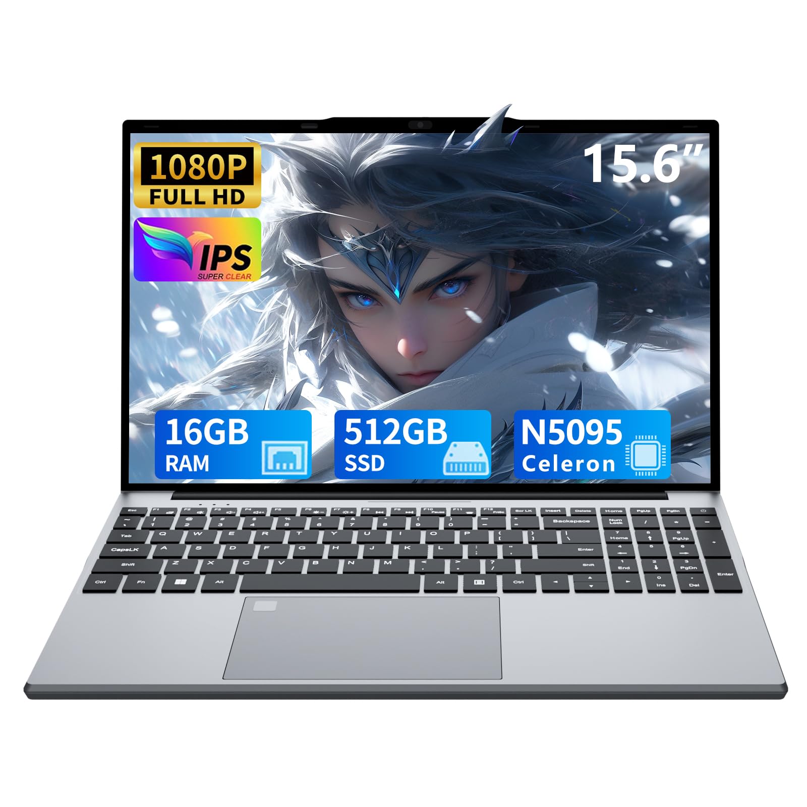 15.6 Inch Laptop, Gaming Laptop, Laptops 16GB 512GB SSD, Lap top Computer N5095, Traditional Laptops Computer 180 Angle Opening, Lap top Fingerprint Unlock Backlit Keyboard 1920X1080 FHD IPS MINI-HDMI 16+512GB-new