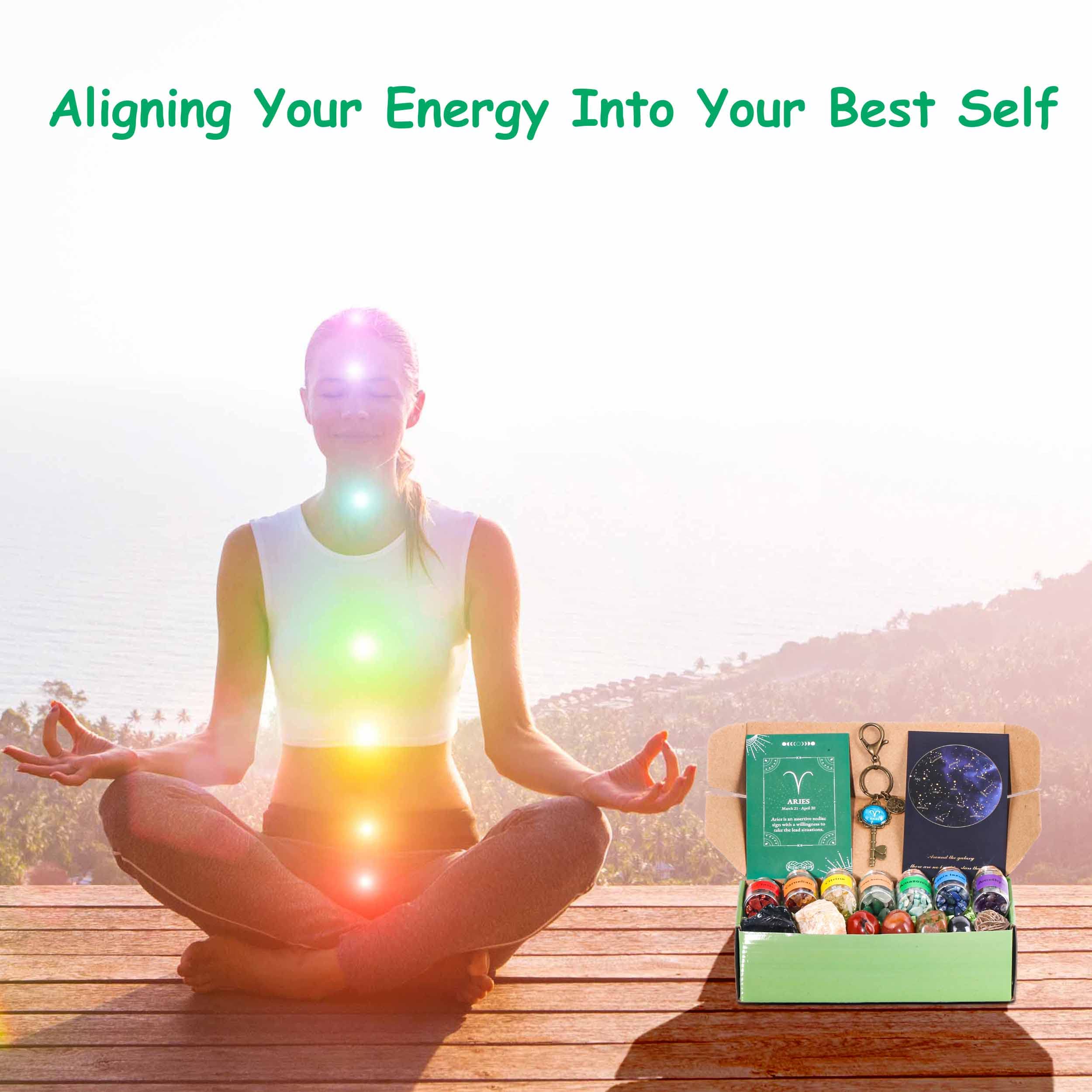 QianCannaor Taurus Zodiac Crystal Set, Birthstones Healing Crystals and Gemstones with 7 Chakra Wishing Bottles, Astrology Horoscope Spiritual Gifts