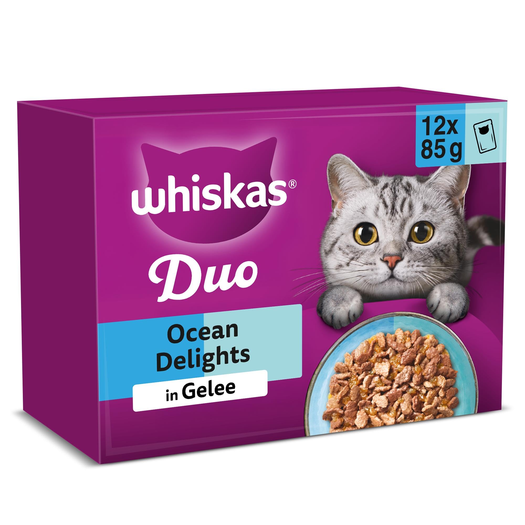 WHISKAS Duo Nassfutter in Gelee für Katzen 12 x 85g Ocean Delights