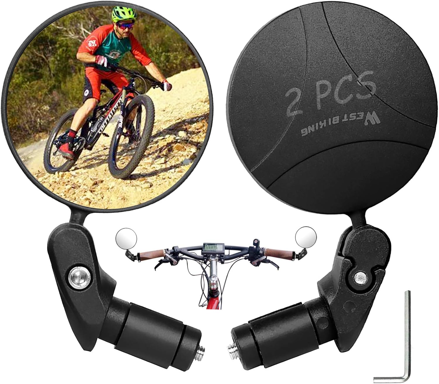 AtfArt Bike Mirror Bar End Bicycle Rear View Mirror Bicycle Wide Angle