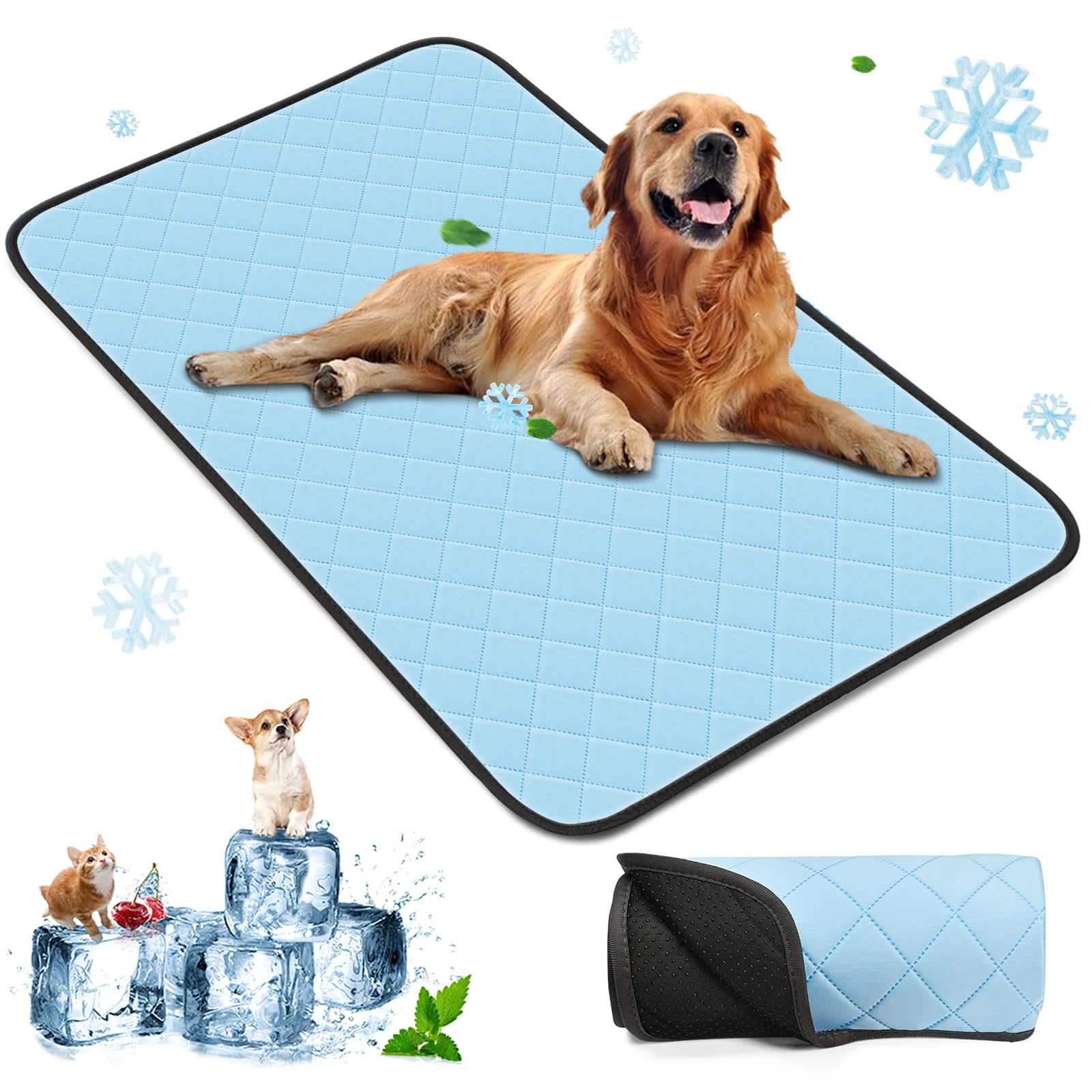 Kühlmatte für Hunde, Kühlmatte für Katzen Hundekühlmatte Selbstkühlend, Waschbar Kühldecke für Hunde Kühlmatte Sommer, rutschfeste Katzen Kühlmatte Bett Kühlkissen Hund