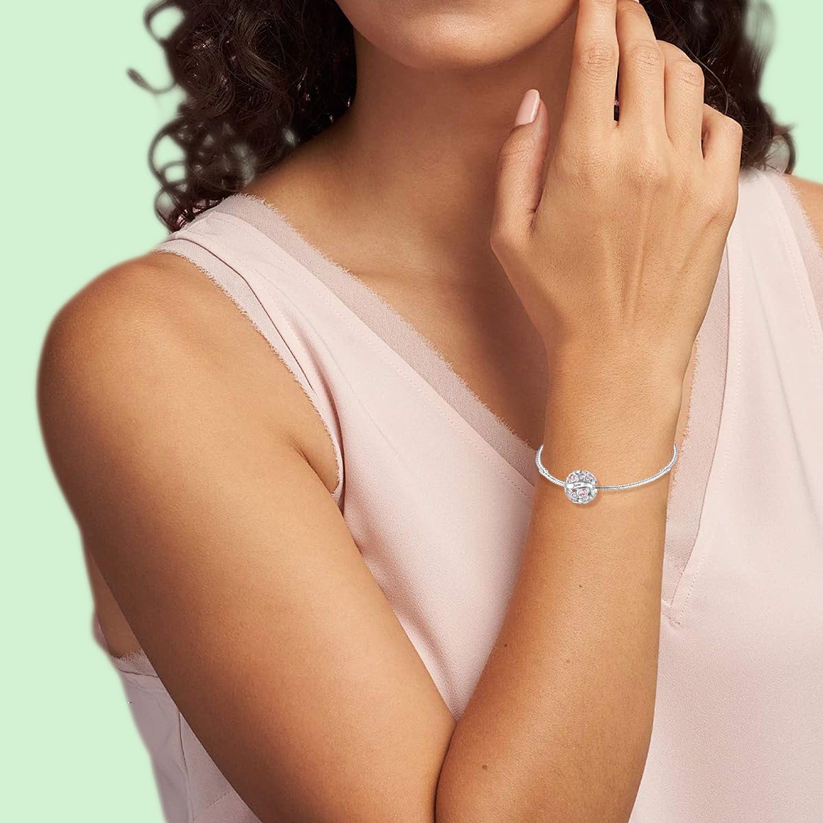 925 Pierre Pendentif en Argent de Naissance, Charm Porte-Bonheur Trèfle à Quatre Feuilles Ajouré, Cadeau d'Anniversaire ou Fête pour Femme
