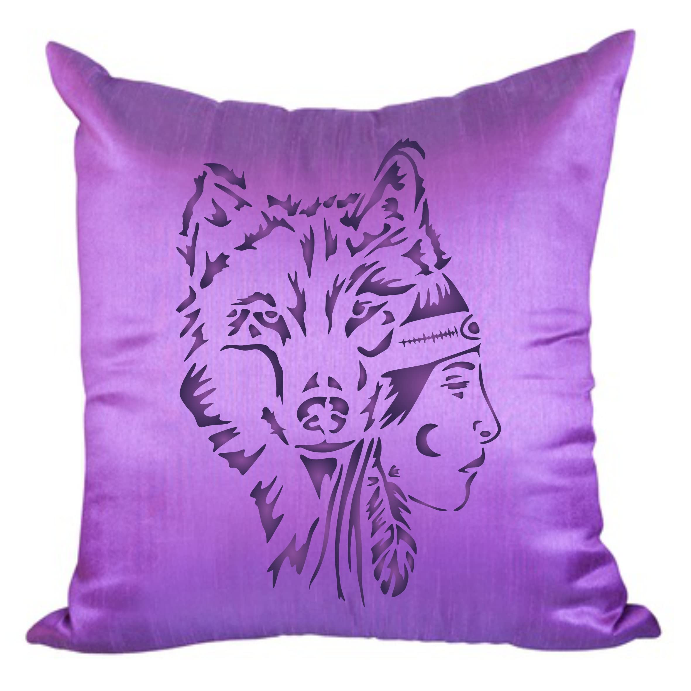 Wolf Girl Stencil, 11.43 x 16.5 cm (S) - Native American Protectors of Souls Spirit Guide Headdress Stencils for PaintingTemplate - Image 3