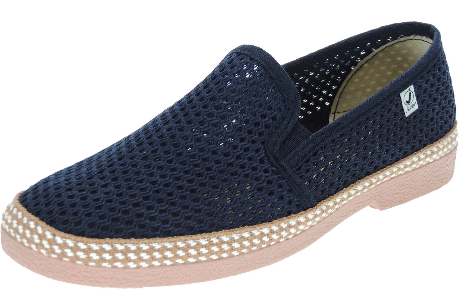 Calzados Romero JAVER - Zapatilla Cerrada en Doble Rejilla Algodón para Hombre - Plantilla Esparto - Piso de Goma - Para Calle. MARINO talla 44