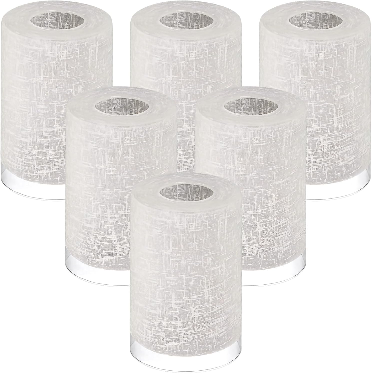 6 Pack Frosted Glass Lamp Shade, Cylinder White Linen Glass Shades Replacement Light Fixture Globe, 6 x 4 Inch Glass Lampshade Cover with 1-5/8 Fitter for Chandelier Pendant Wall Sconces