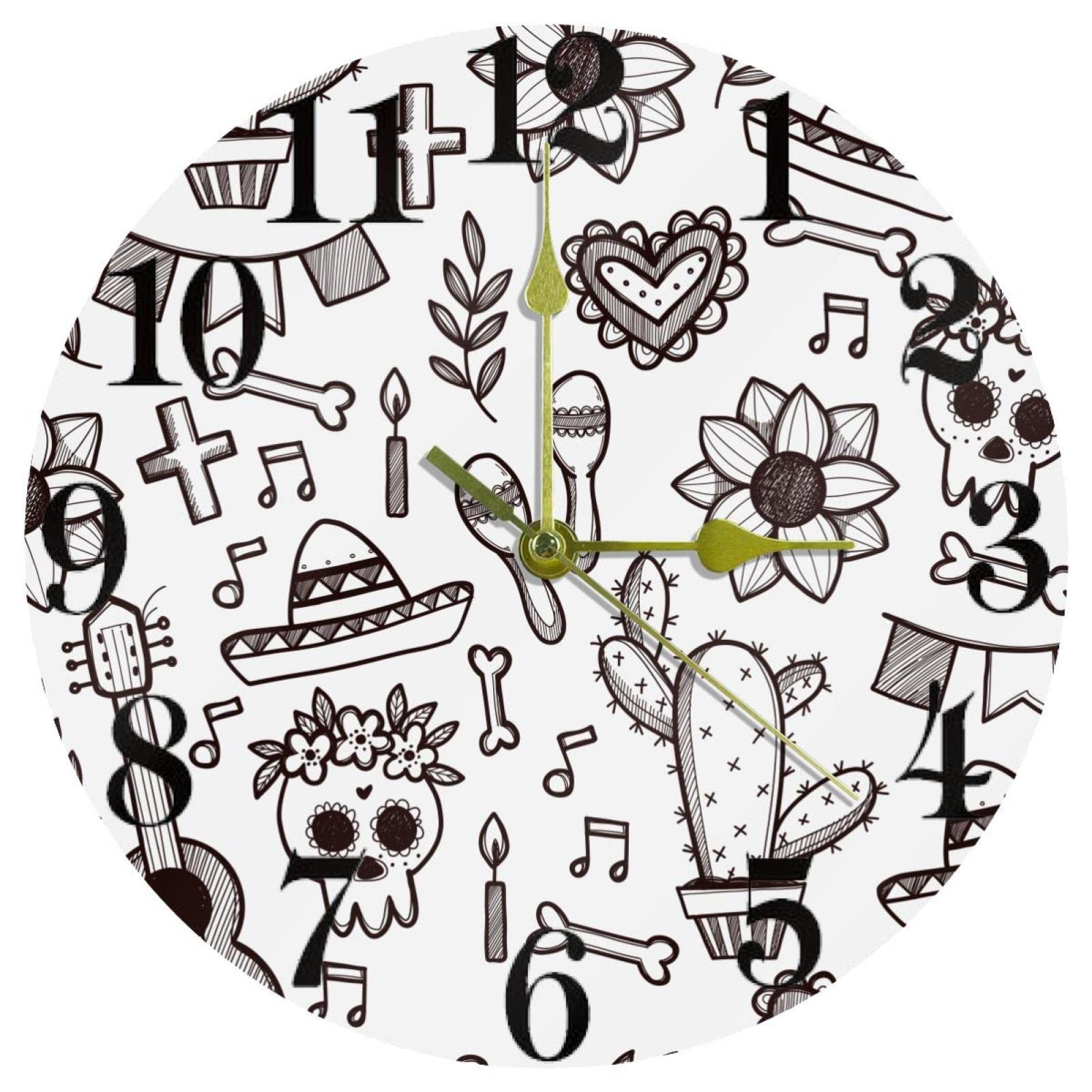 Horloge murale ronde Dia de Muertos à quartz pour célébrer chaque instant