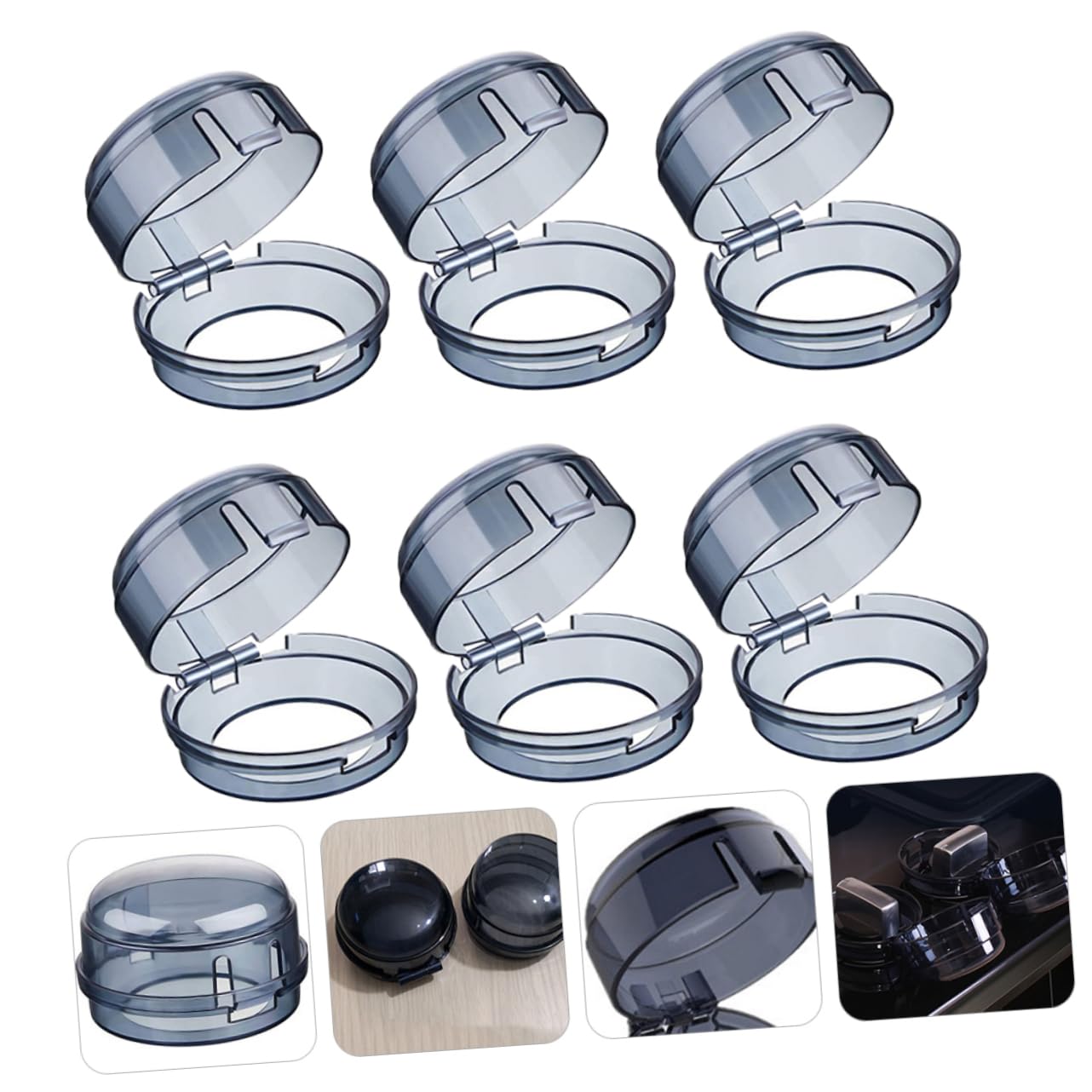 6pcs Gas Knob Covers for Safety Protector for Stove Knobs Prevents Accidental Activation for Homes Boys and Girls and Pets Black