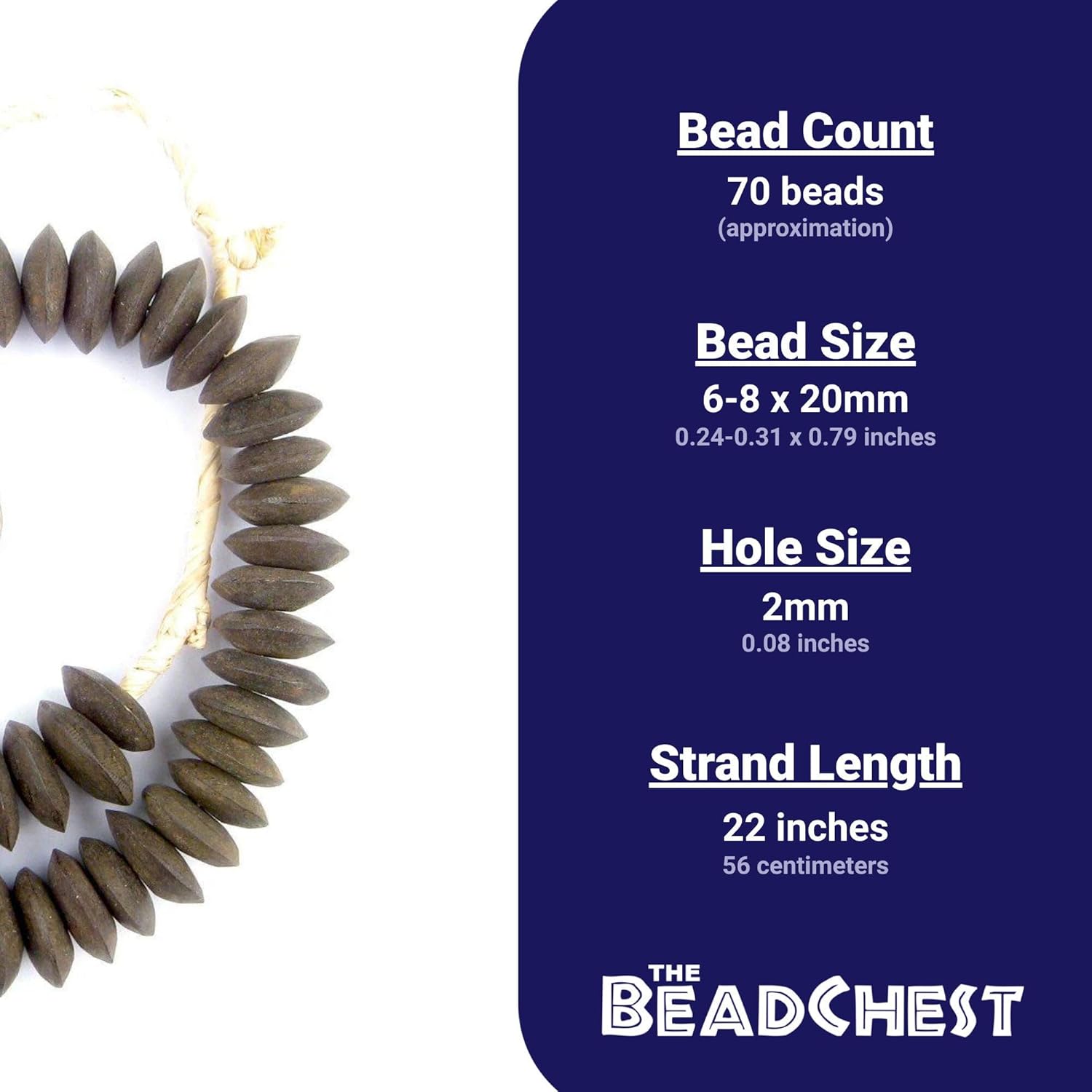 The Bead Chest Matte Brown Bone Beads - Full Strand of Fair Trade African Beads (Saucer, Matte Brown)