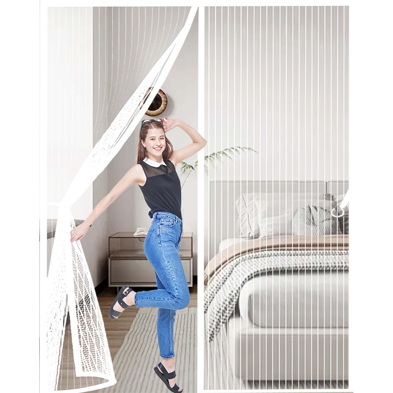 Feijdon White Fly Insect Screen Door 100X210cm(Widthxhigh) Durable, Keeps Bugs Out, Kid And Pet Friendly Fly Screen Door Mesh Curtain Lets Fresh Air In, Hundreds Of Sizes,