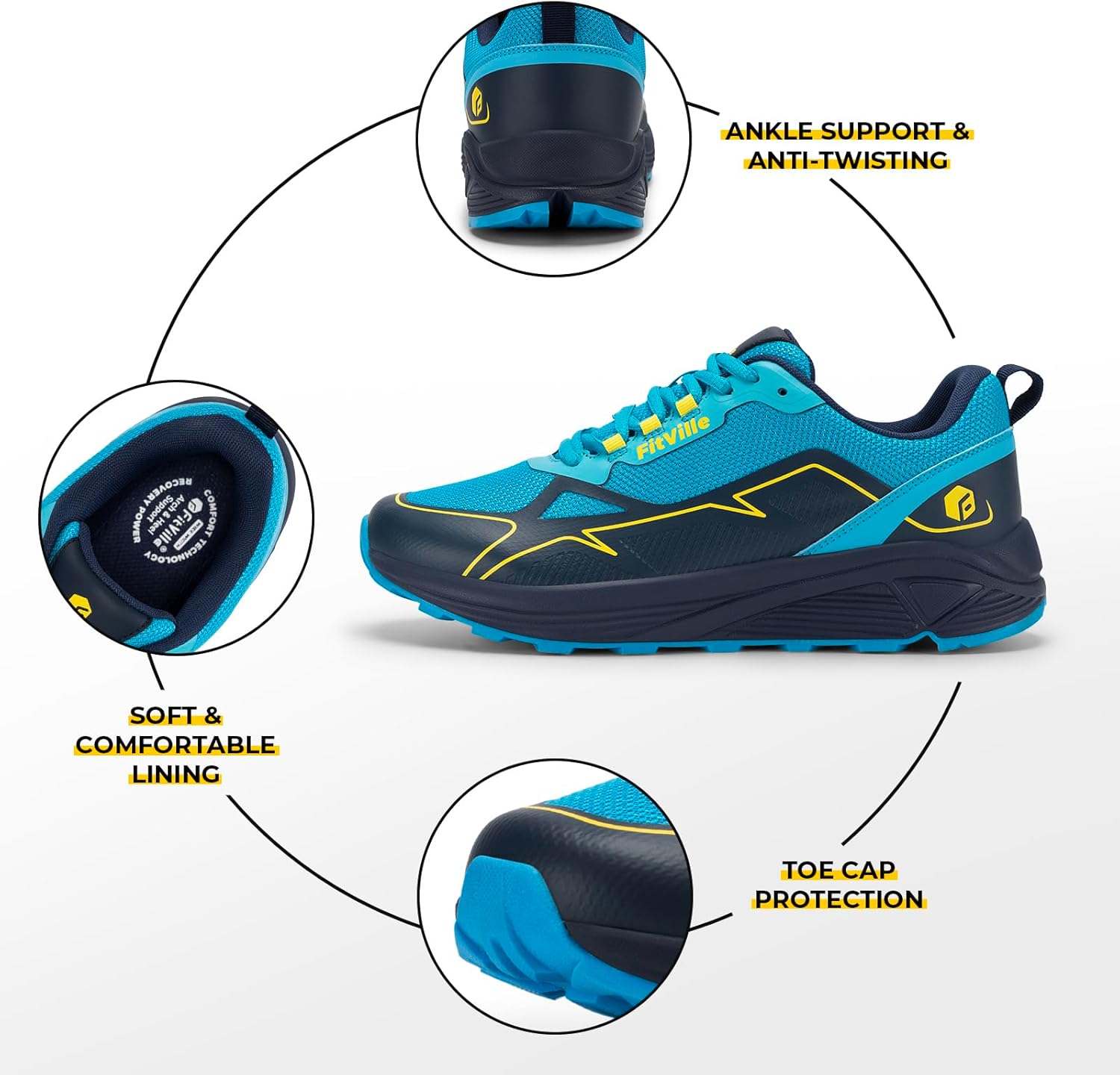 FitVille Wide Shoes for Men Non-Slip Trail Running Shoes Mens Extra Wide Walking Shoes Comfortable Wide Toe Box Sneakers for Flat Feet, Heel Pain & Plantar Fasciitis Relief - Image 7