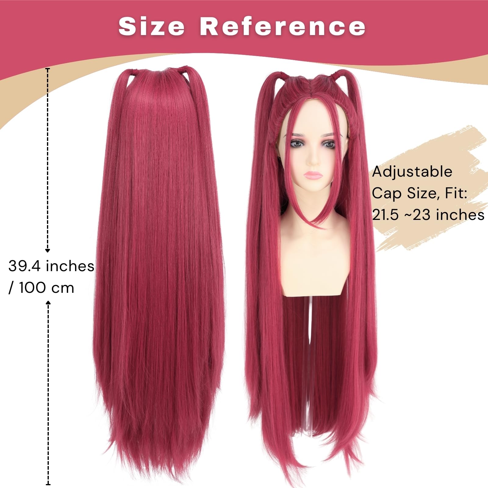 ?Cami 39” Red cosplay  long wig +NWT* Amazon.com: morvally 39 Inches Long Red Wig with 2 Ponytails  main image 2