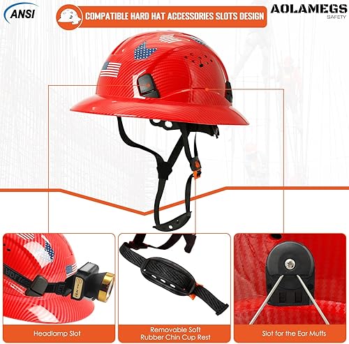 Vista 67 de Carbon Fiber Pattern Full Brim Hard Hat with Visor-OSHA Approved Construction Safety Helmet for Men Women,ANSI Z89.1 Vented Reflective Hardhat with