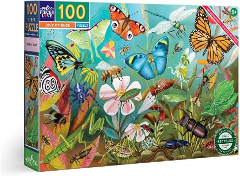 eeBoo Love of Bugs 100 Piece Childrens Puzzle, 24" x16", Insect Themed