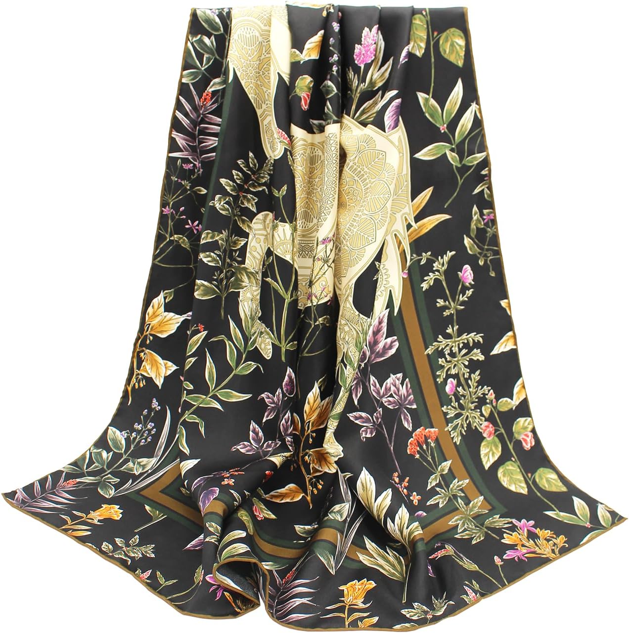 ANDANTINO 100% Pure Mulberry Silk Scarf 35" Square - Lightweight Headscarf, Women's Hair Wrap, Gift Boxed