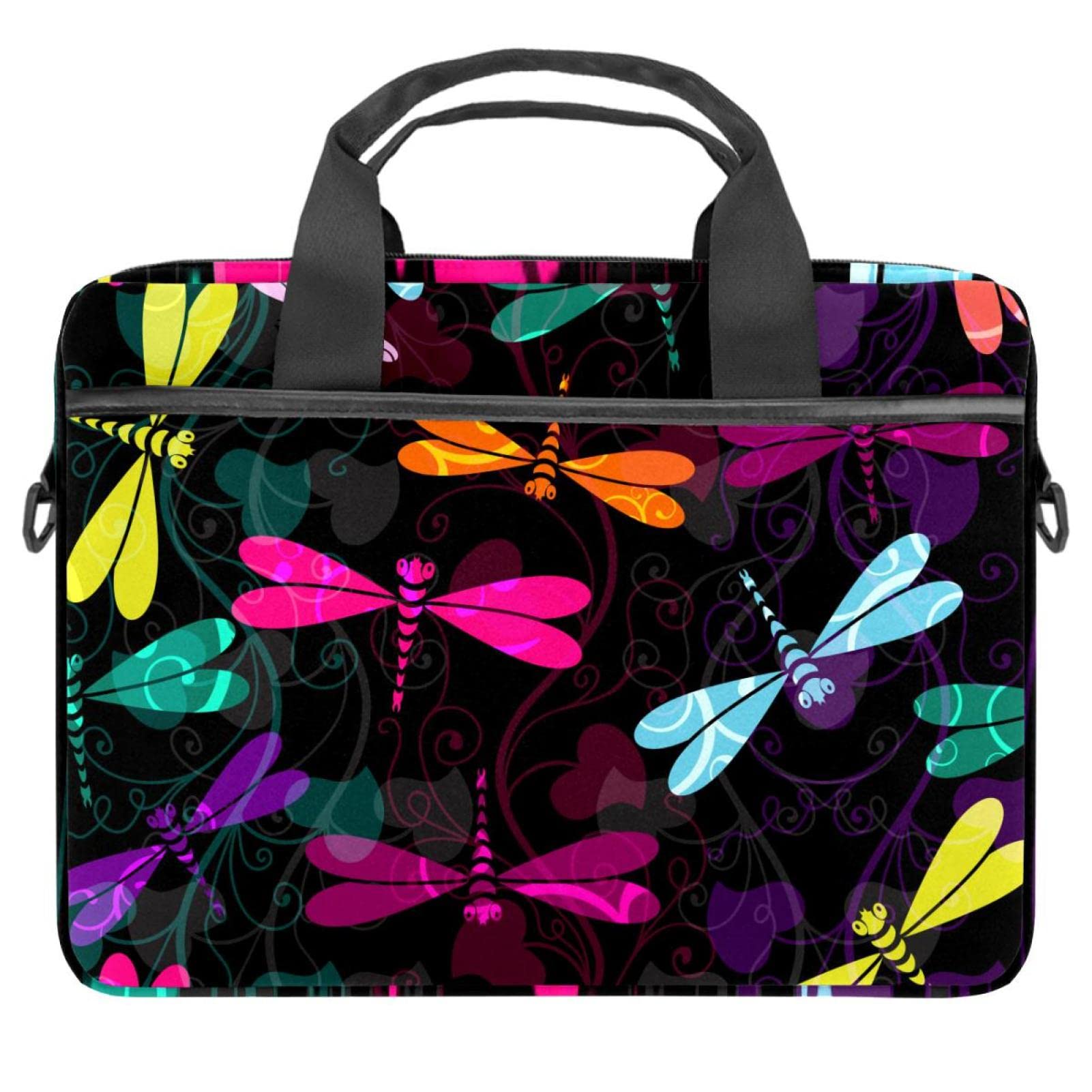 Sac ordinateur portable 13.3 pouces libellule | Housse bandoulière PC 14 pouces multicolore