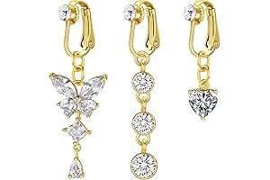 Fake Belly Piercing Jewelry Clip-on Surgical Steel Dangle Snake Belly Button Rings