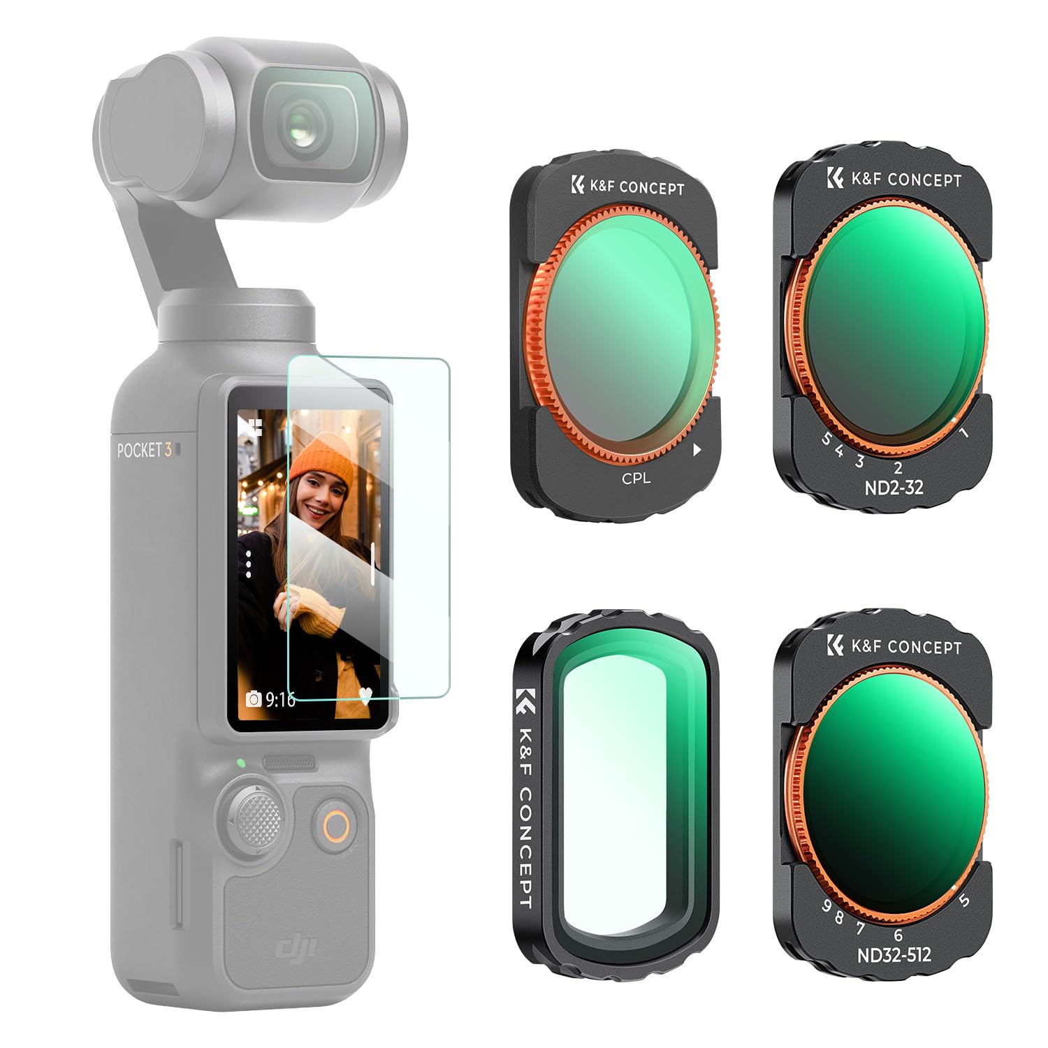 K＆F Concept DJI OSMO Pocket 3用 レンズフィルターセット（ND2-32+ND32-512+UV+CPL） 磁気着脱式 装着便利 AGC光学ガラス 28層ナノコー Amazon.co.jp: K&F Concept DJI OSMO Pocket 3 Lens Filter Set (ND2