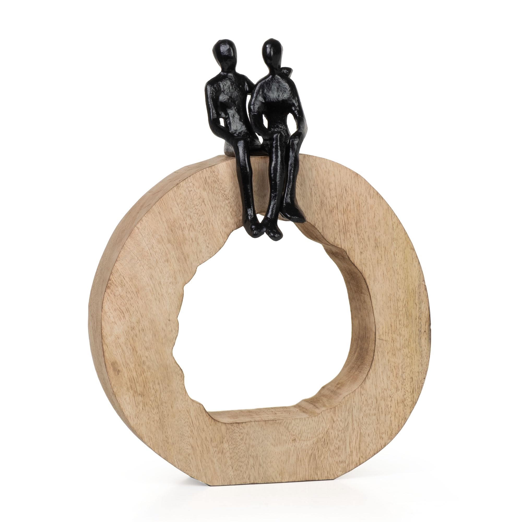 Moritz Figurka dekoracyjna Be Together czarna 36 cm z drewna mango i aluminium rzeźba z dwoma osobami symbol miłości bliskości i spójności nowoczesna dekoracja rękodzieło pomysł na prezent unikat