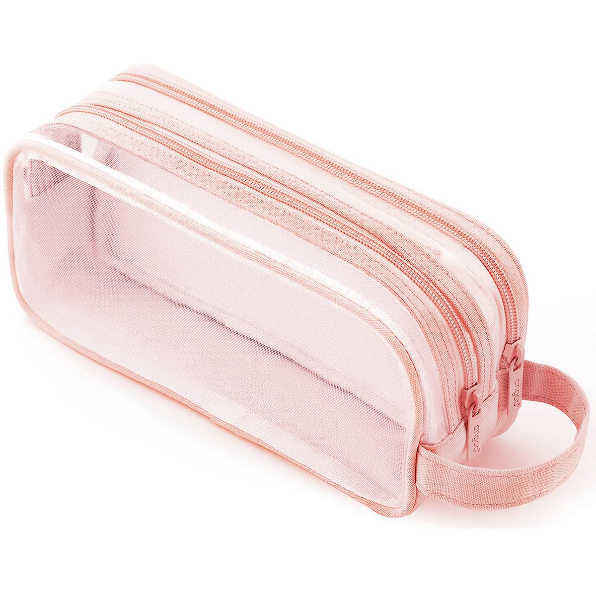 MAMUNU Clear Pencil Case for Exams Large Capacity Transparent Mesh Pencil Case with 2 Compartments Zipper