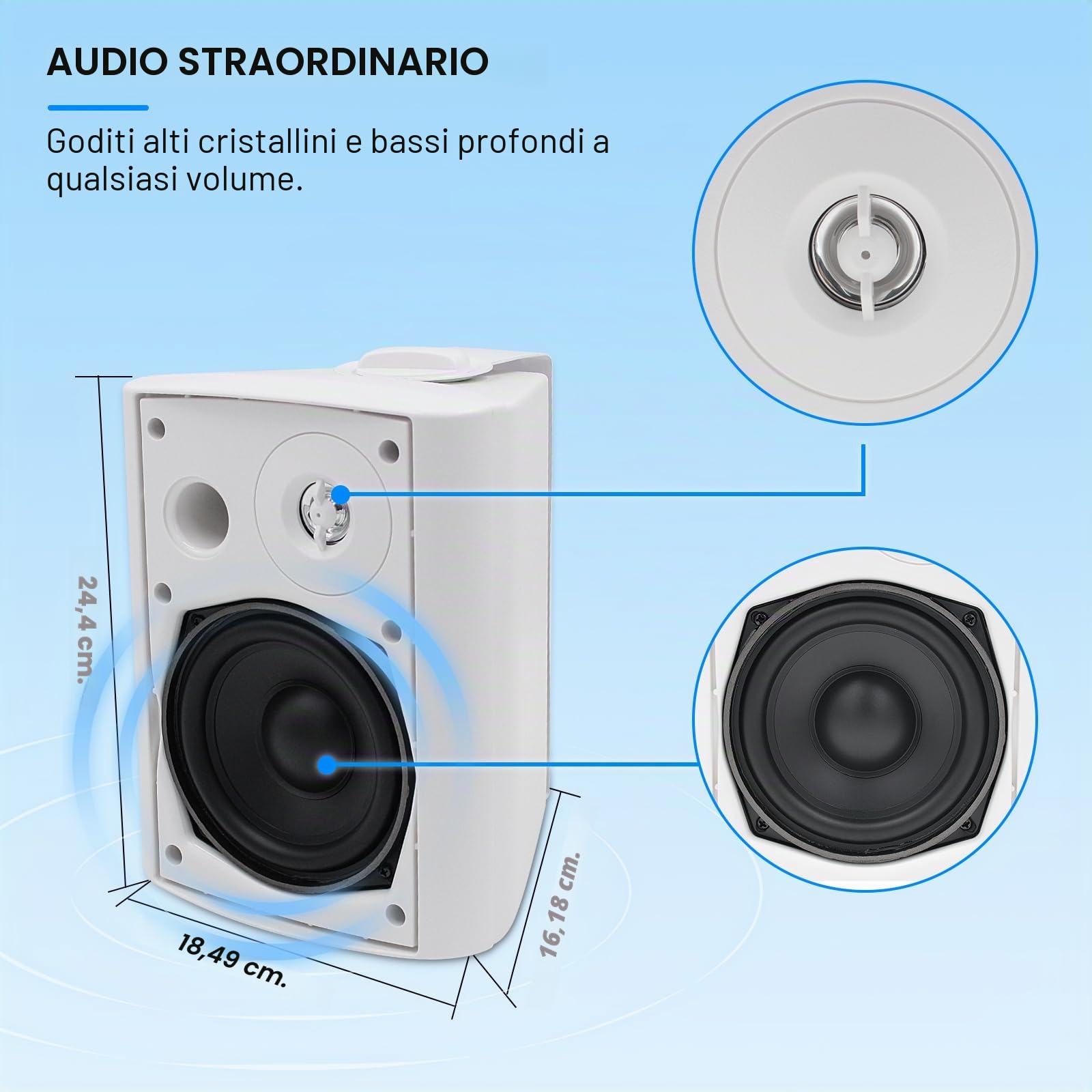 Herdio 5,25 pollici 300 Watt altoparlanti esterni Bluetooth