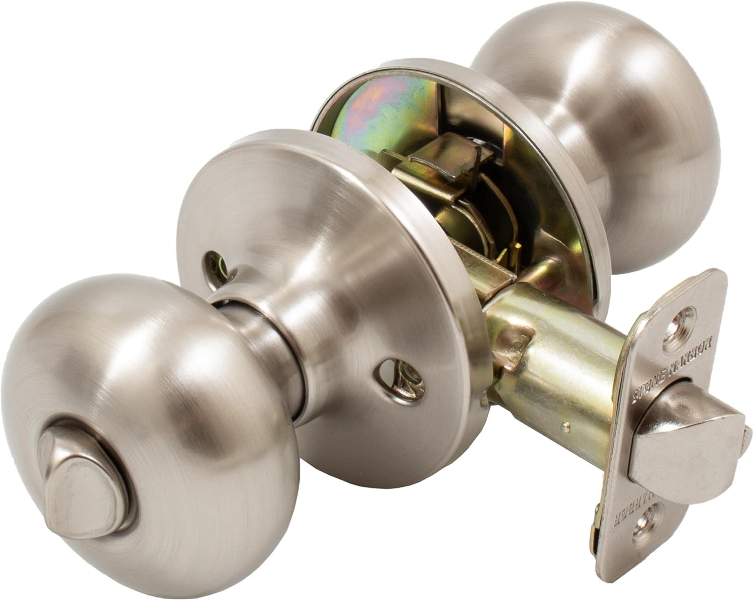 Stone Harbor Hardware Highland Door Knob, Entry Latch, WR5 Keyway, Satin Nickel