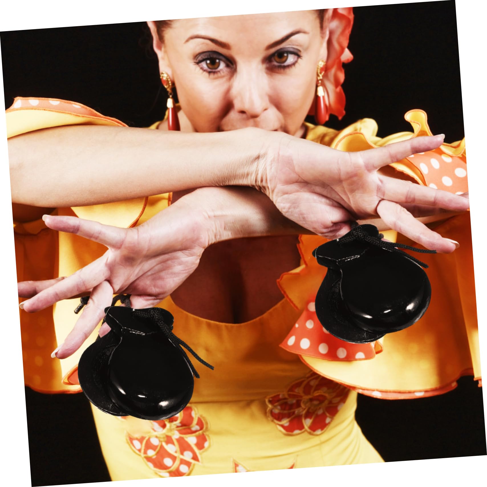 Holibanna Finger Castanet Musical Instruments 2 Pairs Wooden Castanets Easy to Learn Perfect for All Ages