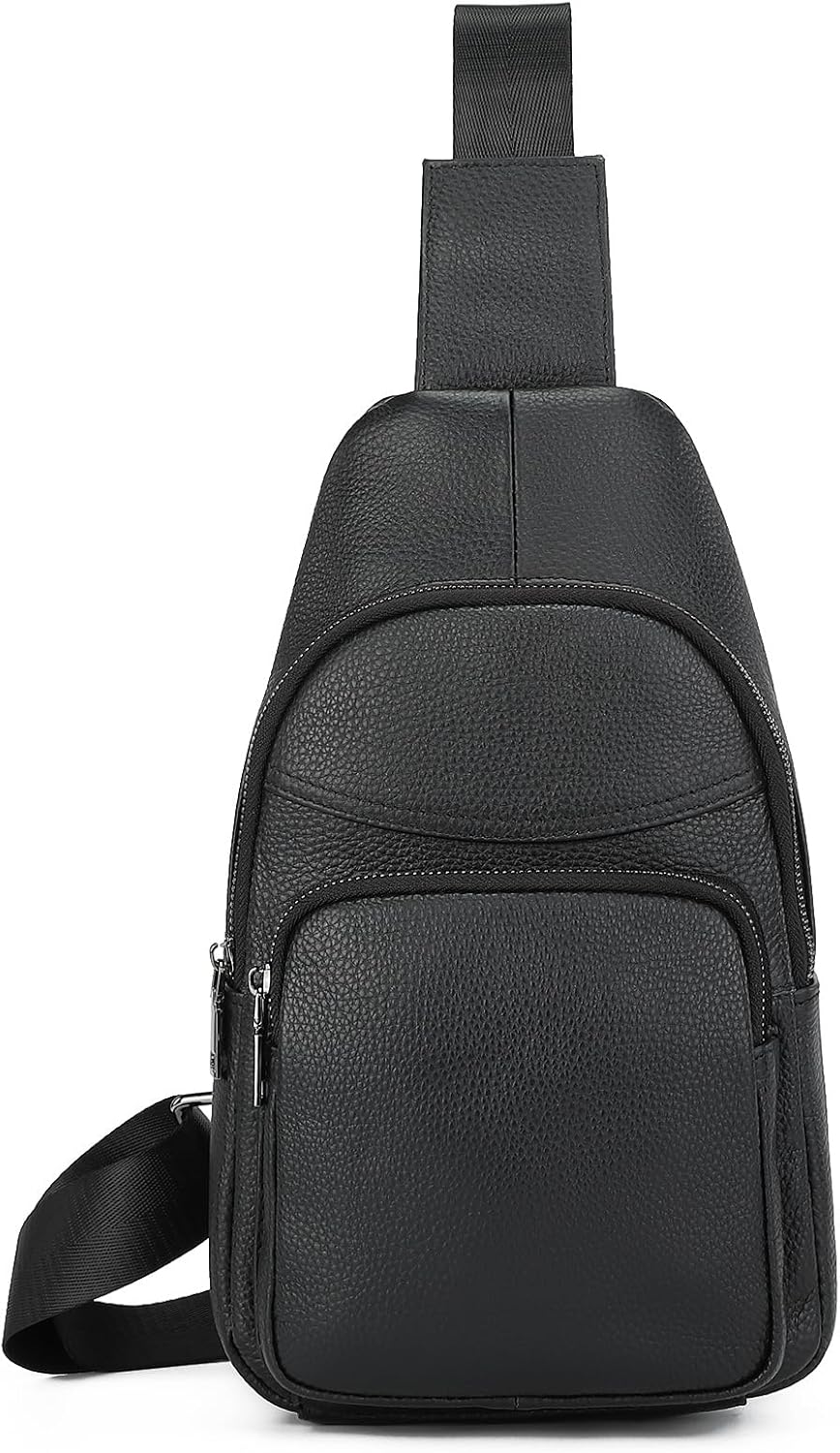 Genuine Leather Sling Bags for Men Crossbody Purse Vintage Small Messenger Shoulder Bag for Phone Side Chest Daypack Bag