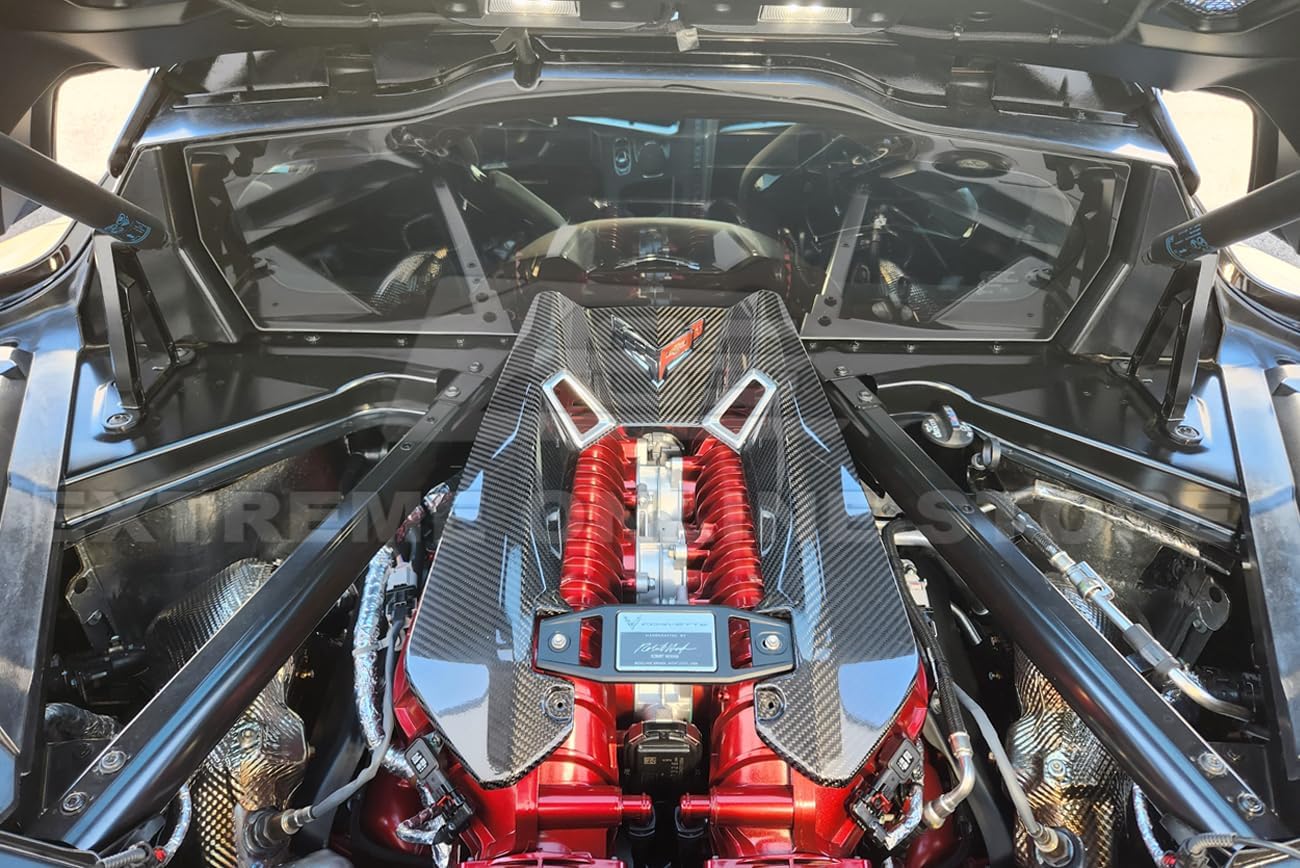 Replacement for 2023-Present Chevrolet Corvette C8 Z06 Coupe Models | GM Factory Style Dry PrePreg Carbon Fiber Rear Engine Trim LT6 Valve Vent Cover (Black Carbon Fiber)