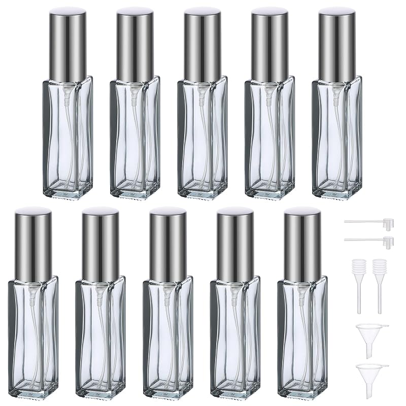 Segbeauty Frascos de Perfume Recarregáveis de Vidro com Spray, 10 mL, Pacote com 10 e Acessórios