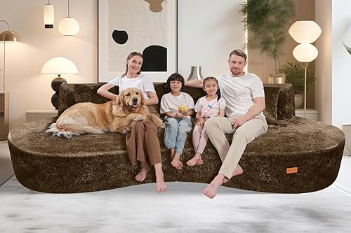 Miniatura 6 de Homguava Sofá modular modular de 104 pulgadas, sofá moderno curvo con espuma viscoelástica, sofá nube de asiento profundo con 4 almohadas, sofás