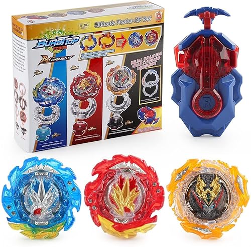 Battling Tops Burst Ultimate Fusion DX B-203 Juego de juguetes de giroscopio para niños con lanzador bidireccional B184 L/R (B-203)
