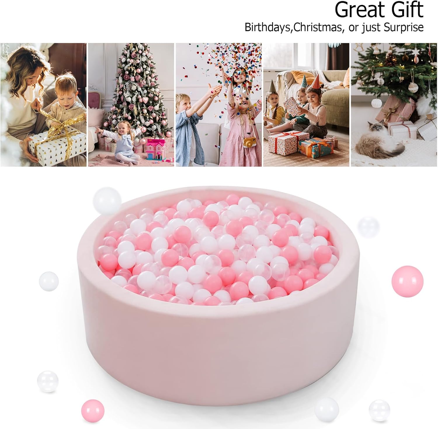 Soft Plastic Ball Pit Balls, 100 200 500pcs Plastic Toy Balls for Kids, Crush Proof Stress Balls for Baby Toddler Birthday Party, Ball Pits Play Tent, Baby Pool Water Toys, Party Decoration
