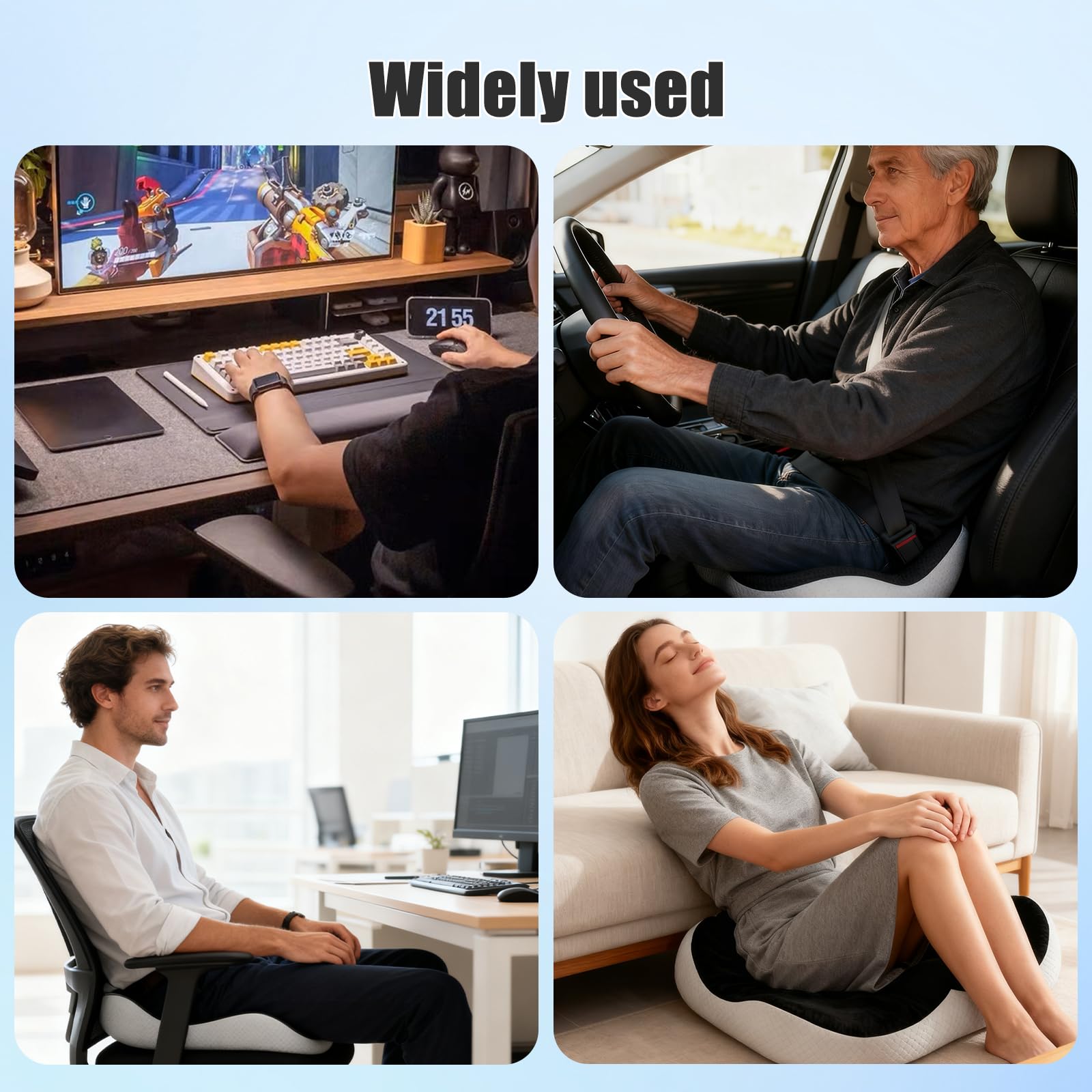 Cuscino Coccige,Cuscino Ergonomico Sedia Ufficio Cuscino Antidecubito Ergonomico con Design Cavo Auto Driver in Schiuma Memoria con Foro Centrale Memory Foam per Ufficio Casa Auto e Sedia a Rotell