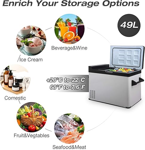 Miniatura 5 de CARSTY Refrigerador portátil RV de 12 voltios 52 cuartos de galón, 2 en 1-7.6 F a 68 F, pantalla LCD y a prueba de golpes, para camión, camioneta,