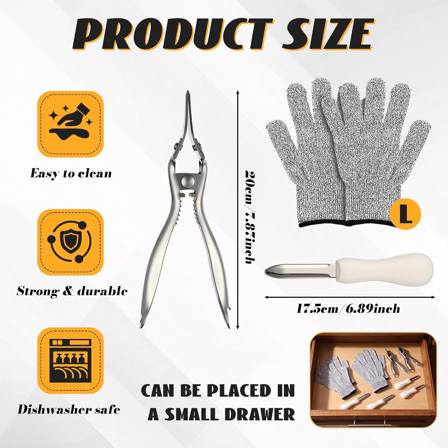 8 Pack Professional Oyster Shucking Kit, Seafood Tool Gift Set