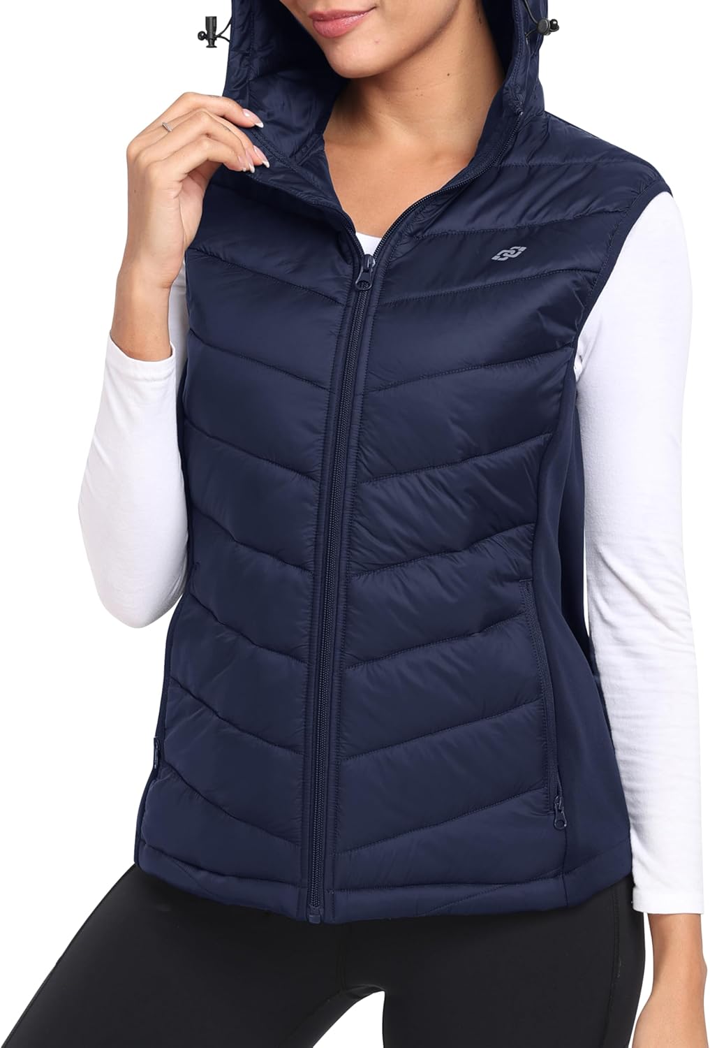 MoFiz Women's Puffer Vest Lightweight Hooded Warm Fleece Lined Hybrid Softshell Hiking Winter Sleeveless Zip Vest - Image 3