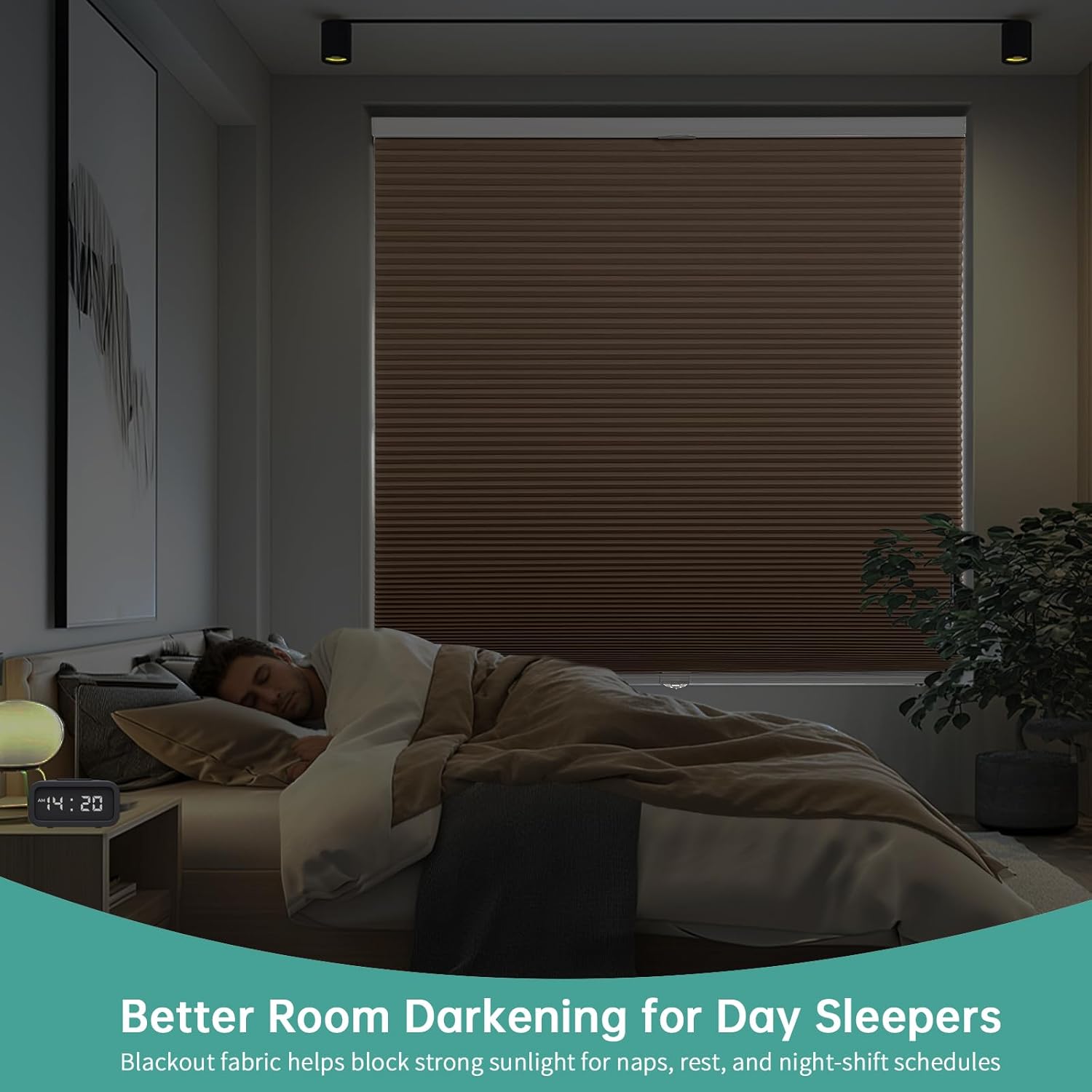 Changshade Blackout Top Down Bottom Up Cellular Shades, Cordless Honeycomb Blinds for Bedroom, Nursery & Bathroom, Total Privacy,Brown,19" W×36" H