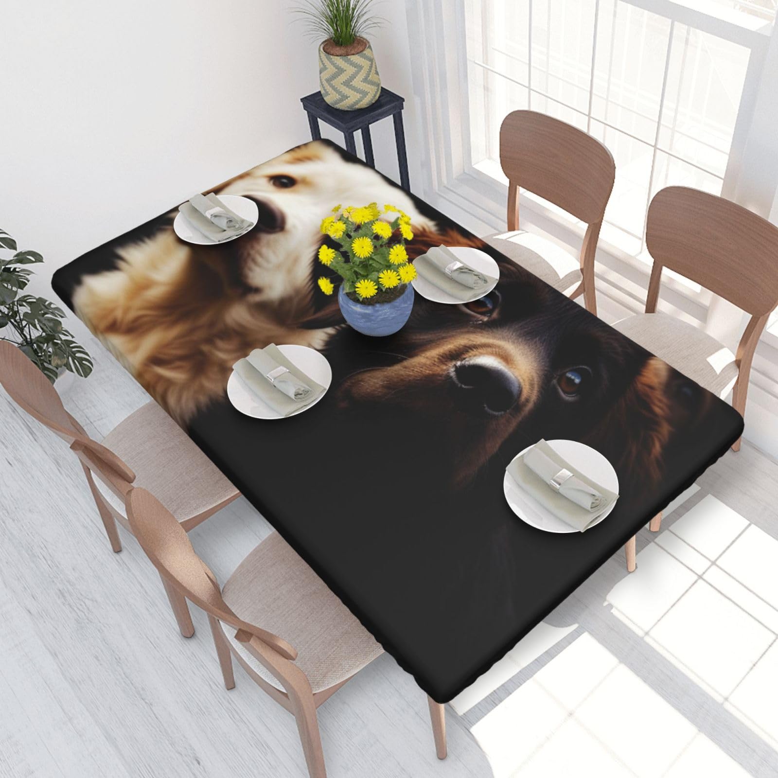 WPKJU Puppies Dog Printed Tablecloths 4ft Rectangular Table Covers Washable Polyester Decorative Table Cloth for Dining Table Picnic Wedding