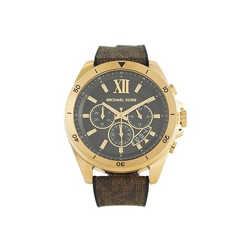 Michael Kors Men's Brecken Stainless Steel Quartz Watch with Plastic Strap, Multicolor, 22 (Model: MK8849)