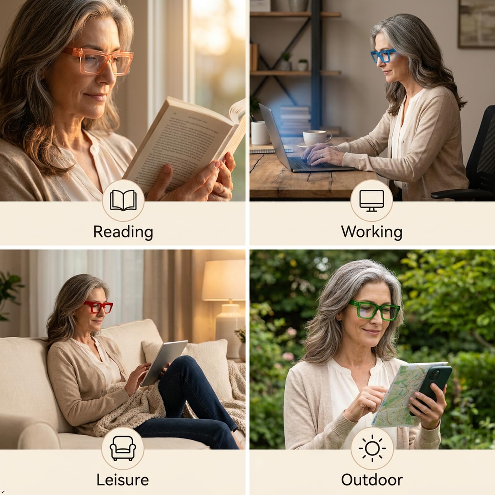 Eyekepper 6 Paia Cateye Occhiali da Lettura Cerniere a Molla Senza Viti Senza Metallo Lettori di per Donna