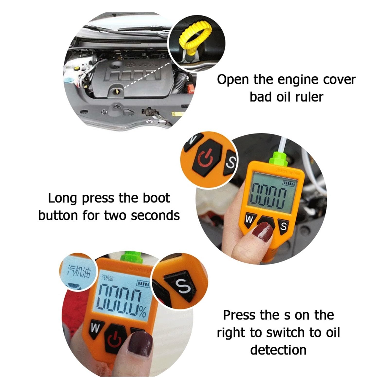 EDEDE Tester Liquido Freni, Tester 'Olio Motore for Il Controllo Automatico Rilevatore A qualità 'Olio for Automobili con Display A LED Analizzatore di Gas Strumenti di Prova 'Olio